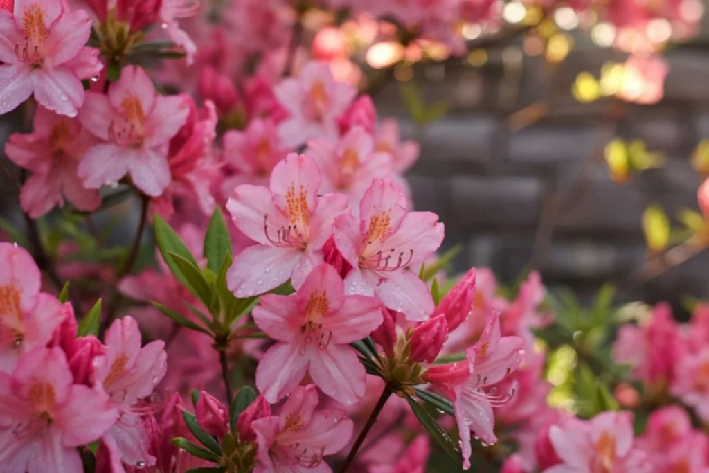 Pink Azalea flowers, which contain grayanotoxins that are from Toxic Plants for Dogs