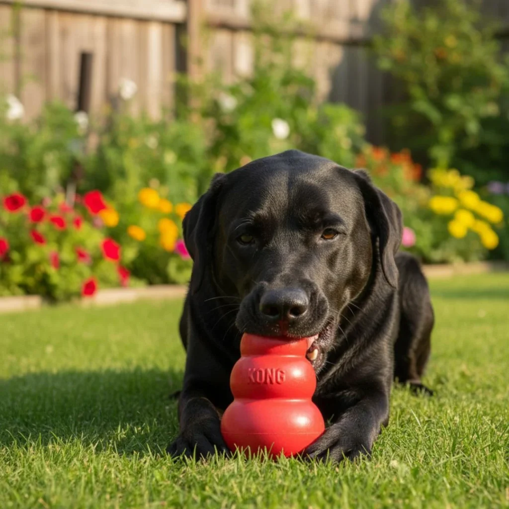 The KONG Extreme, our pick for the best all-around indestructible outdoor dog toy for power chewers.