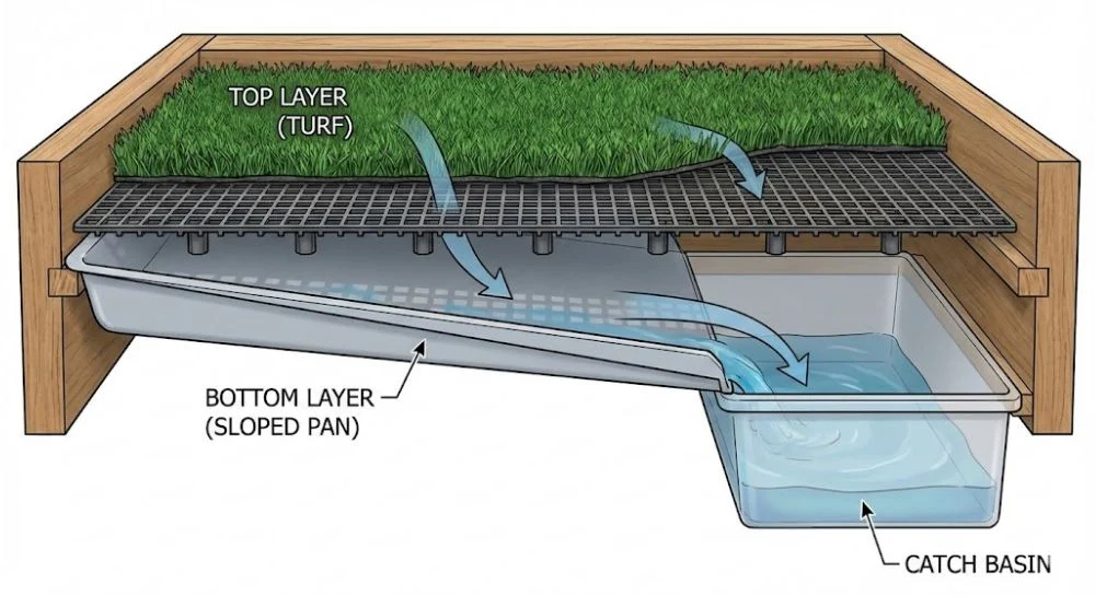 Diagram of DIY dog potty area drainage layers