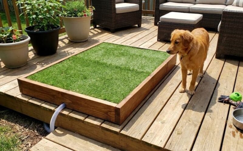 DIY dog potty area with drainage